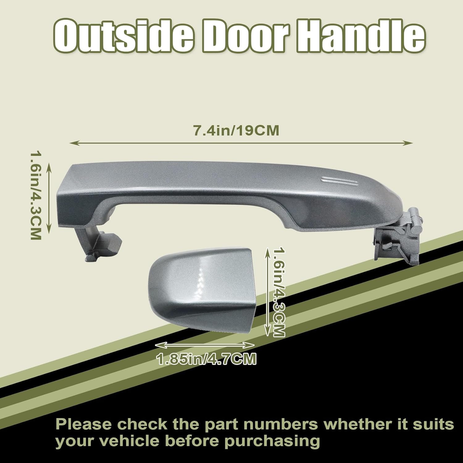 Priprilod Outside Door Handle Front Right Passenger Side，Fit for Toyota Camry XLE Sedan，SE Sedan，L Sedan 2012-2017 No Keyhole Gray #6921106090, 6921706370