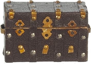 Melody Jane Dollhouse Brown Leather Steamer Attic Trunk Ottoman Chest Miniature 112 Scale