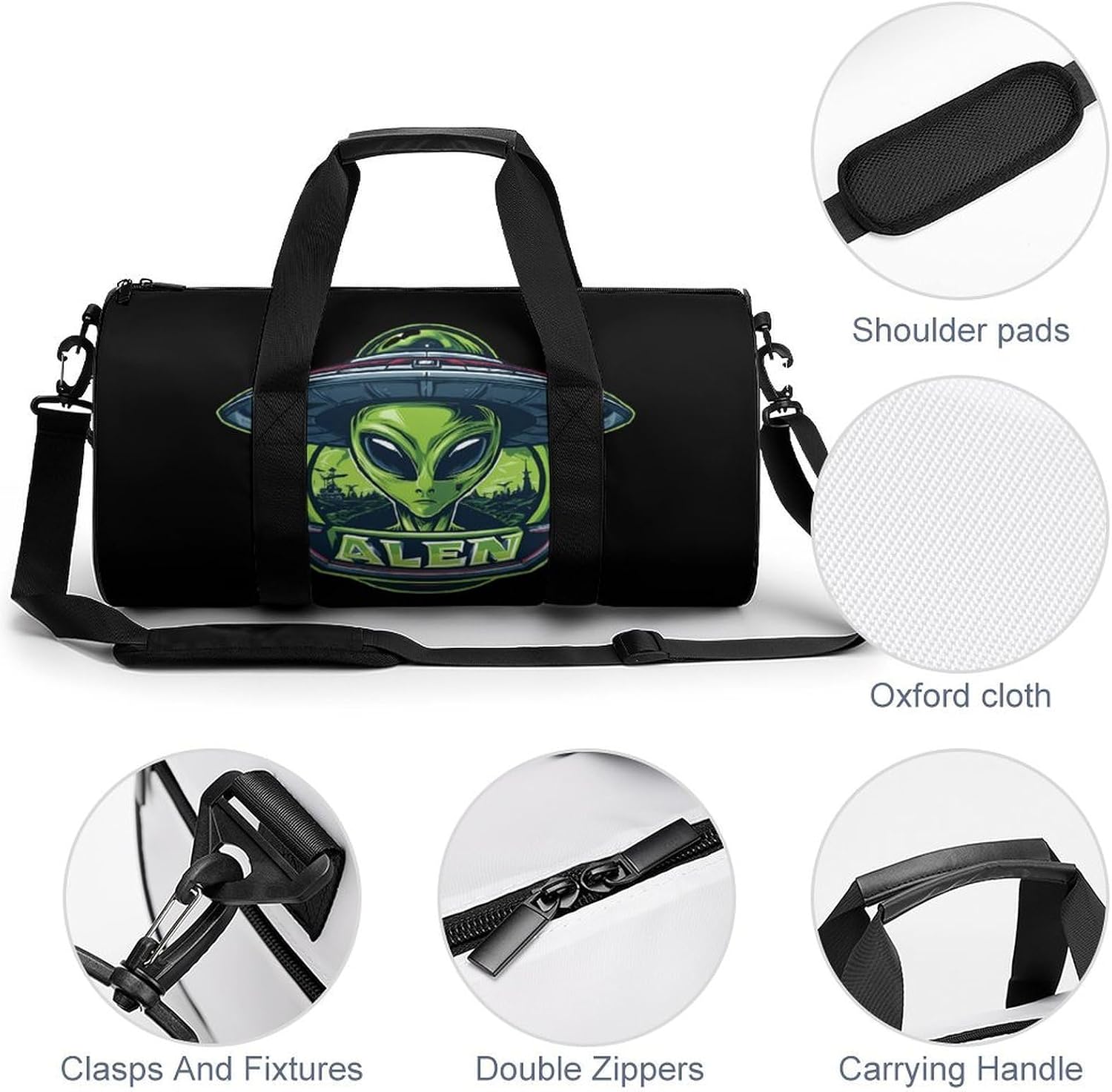Aliens1 And Ship Funny Gym Bag Lightweight Duffel Bags Luggage Handbags for Travel Sports