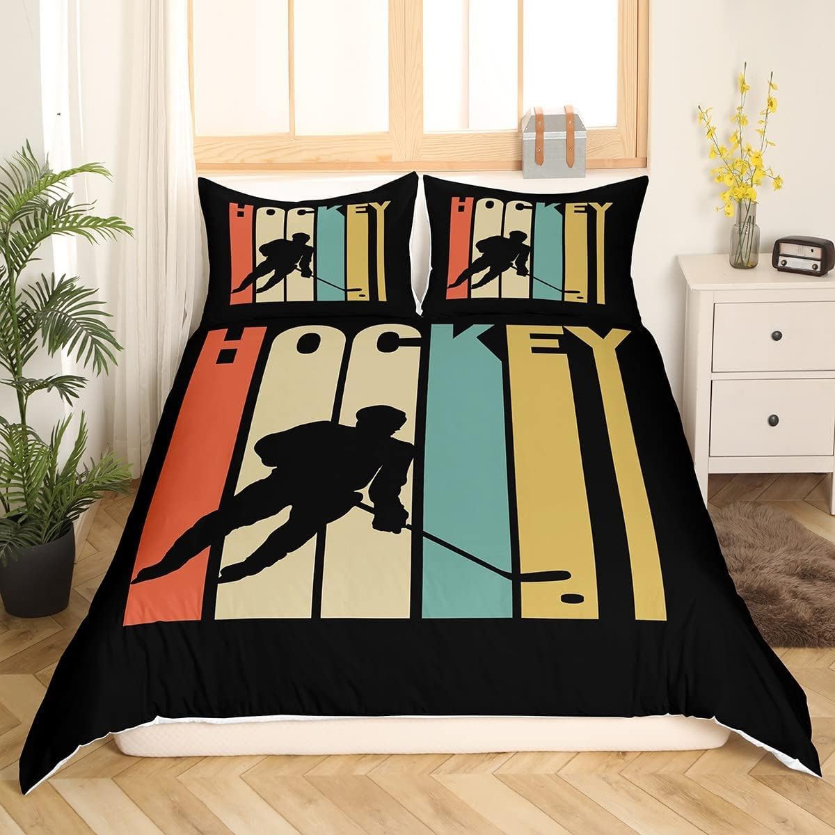 Housse de Couette Hockey 220x240 Résolvez le Manque d'Originalité de Votre Lit Double Microfibre