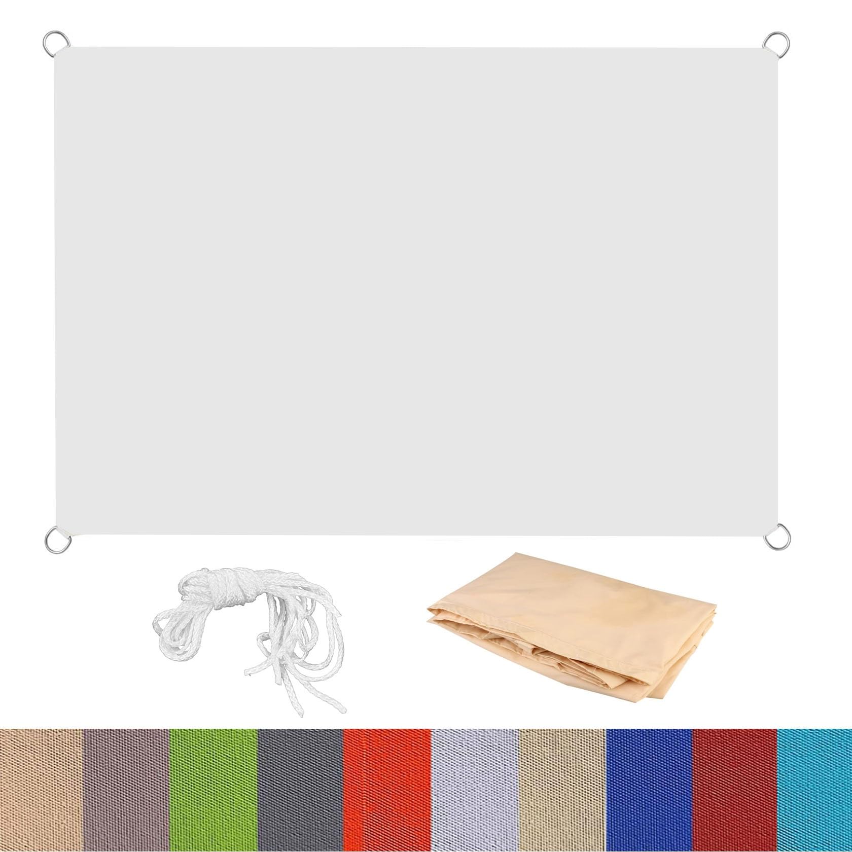 Voile d'ombrage haut de gamme 4.5x6 m blanc protection UV et finitions luxe
