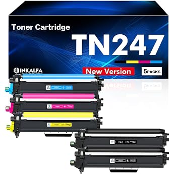 TN-243CMYK MFC L3750CDW TN247 Toner Pack of 5 MFC-L3770CDW Compatible with Brother DCP-L3550CDW MFC-L3750CDW TN243CMYK TN 243CMYK HL-L3210CW DCP-L3510CDW HL-L3230CDW CDW MFCL 3710CW TN-243 TN-243BK TN243