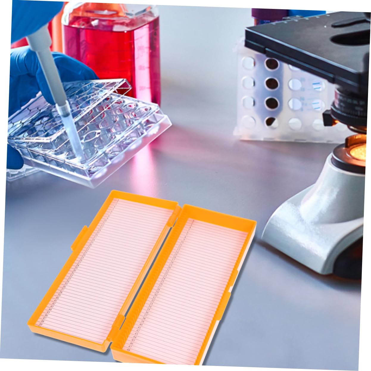 ULTECHNOVO 10pièces Boîte De Rangement Pour Lames De Microscope Réutilisables Organiseur Pratique Et Compact Pour Laboratoire Classe Et Recherche Scientifique