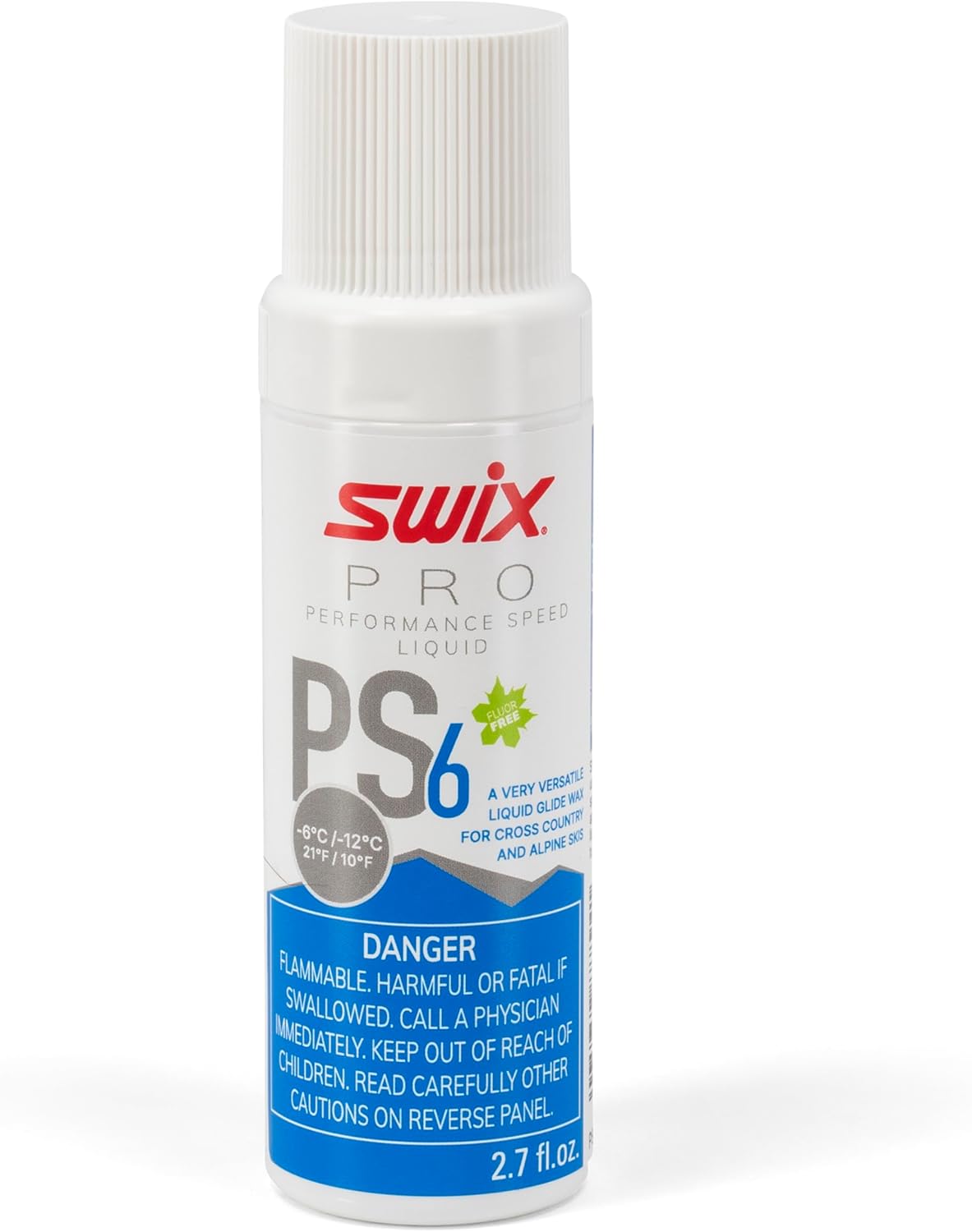 Swix PS6 Blue Pro Speed Ski and Snowboard Liquid Wax for Moderate-Cold Temperatures, 80ml