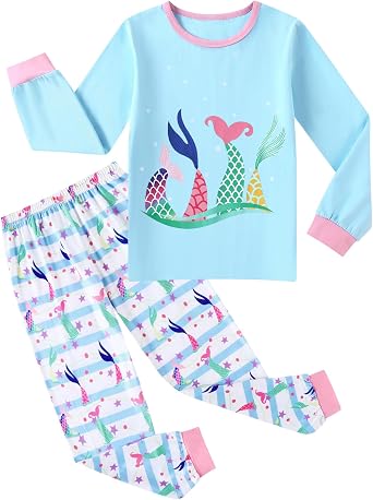 CARETOO Girls Pajamas Kids Cotton Pajama Sets 2-Piece Long Sleeve Pjs Comfy Girls Sleepwear for 4-12 Years
