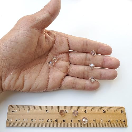 Miniatura 3 de Chengmu Cuentas redondas de cristal de champán de plata de 0.315 in para hacer joyas, 300 piezas de cuentas espaciadoras esféricas facetadas de