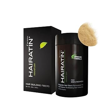 HAIRATIN Building Fibers for Thinning Hair, Dark/Ash Blonde, 28G - Achieve Fuller, Natural Looking Results, Instantly Conceals Hair Loss in 10 Seconds, Thickener & Bald Spot Cover Up for Men & Women