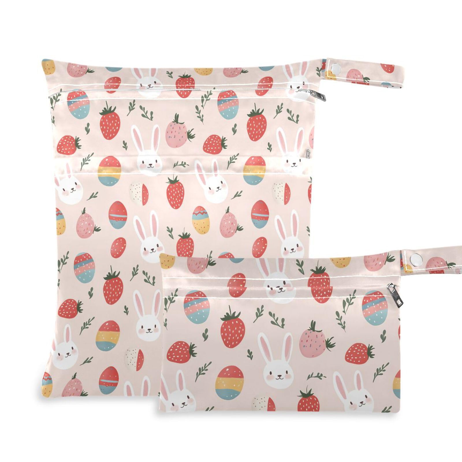 Coikll Wet Dry Bags for Cloth Diaper 2 Pack Waterproof Yoga Gym Bag for Swimsuit Wet Clothes Baby Items-?Cute Bunny Faces?