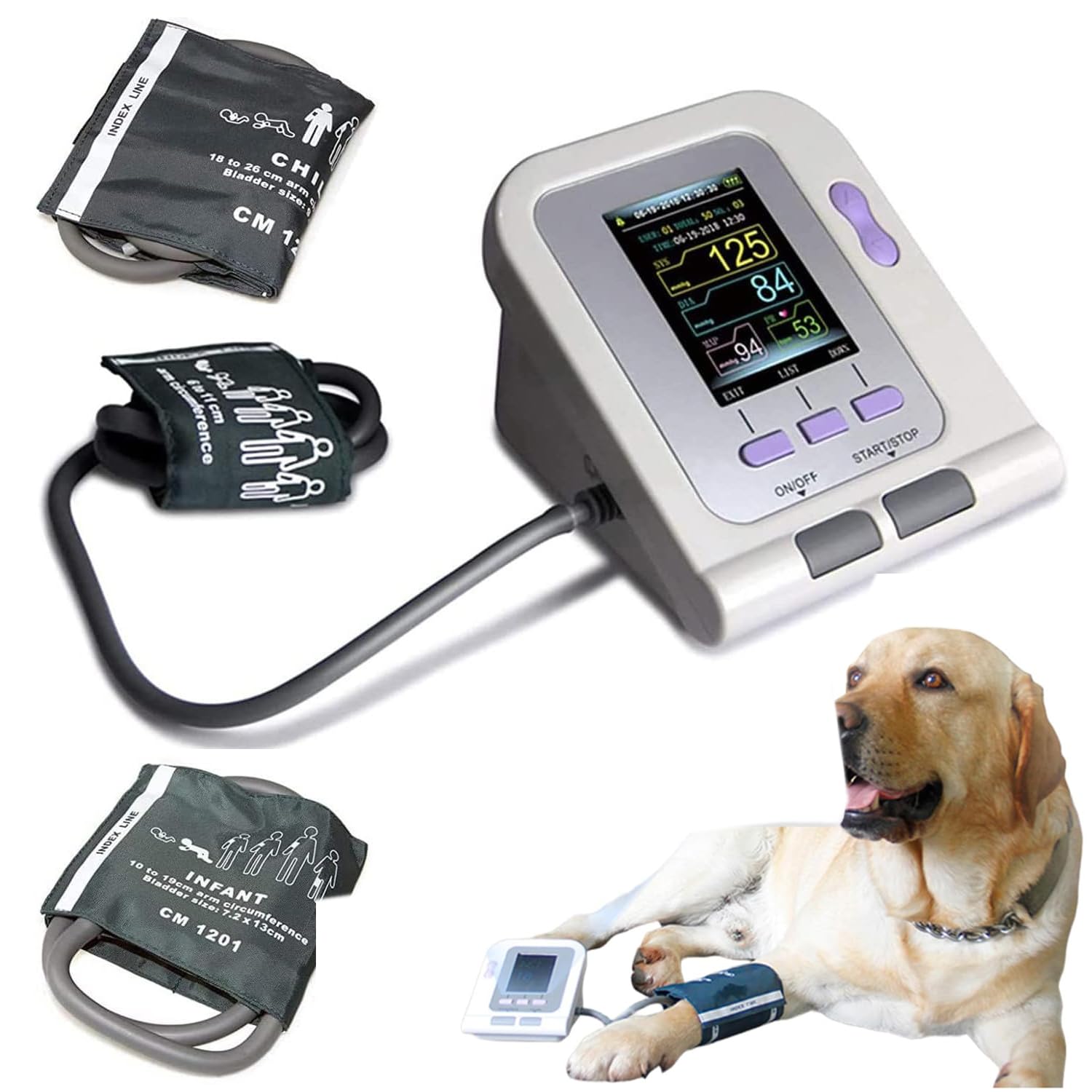 Blutdruckmessgerät Für Haustiere, Digitales Veterinärgerät Mit 3 Manschetten, Elektronisches Blutdruckmessgerät Mit 3 Modi, Für Die Pflege Von Hunden/Katzen/Elefanten, Für Tierkliniken Und Bauernhöfe