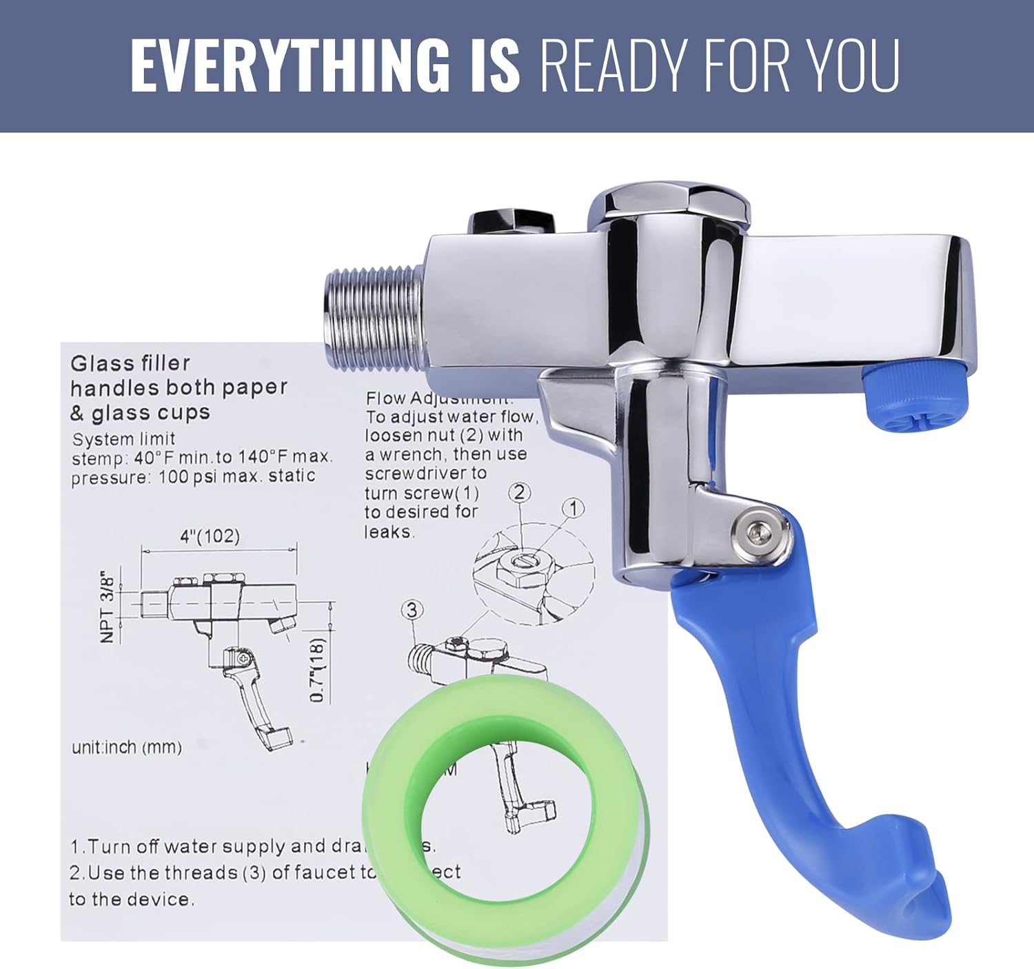 Glass Filler Faucet Wall Mount: iVIGA Push-Back Water Bottle Filling Station - Brass Glass Filling Station Water Filler Faucet for Bar Cafe Hotel Kitchen - Male Inlet No Flange