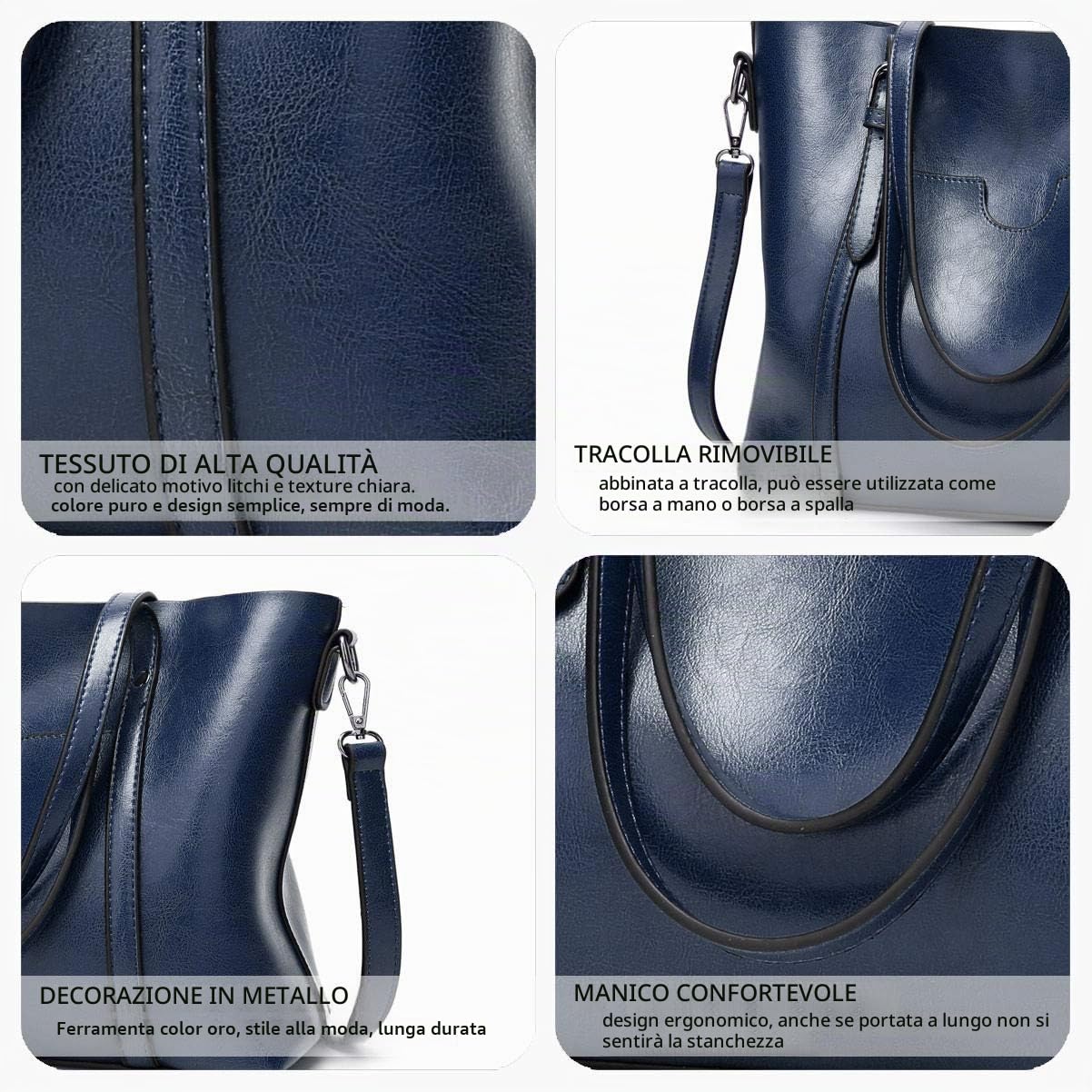 DEERWORD Donna Borse a Spalla Borsa a Tracolla Elegante Grandi Firmate Marca Mano Antifurto PU pelle 5399 1 pz