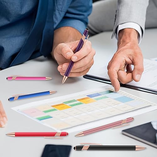 Miniatura 4 de 12 unidades 2 en 1 bolígrafolápiz capacitivo con punta de lápiz capacitivo, bolígrafo de metal de tinta negra de 1,0 mm para pantallas táctiles (oro