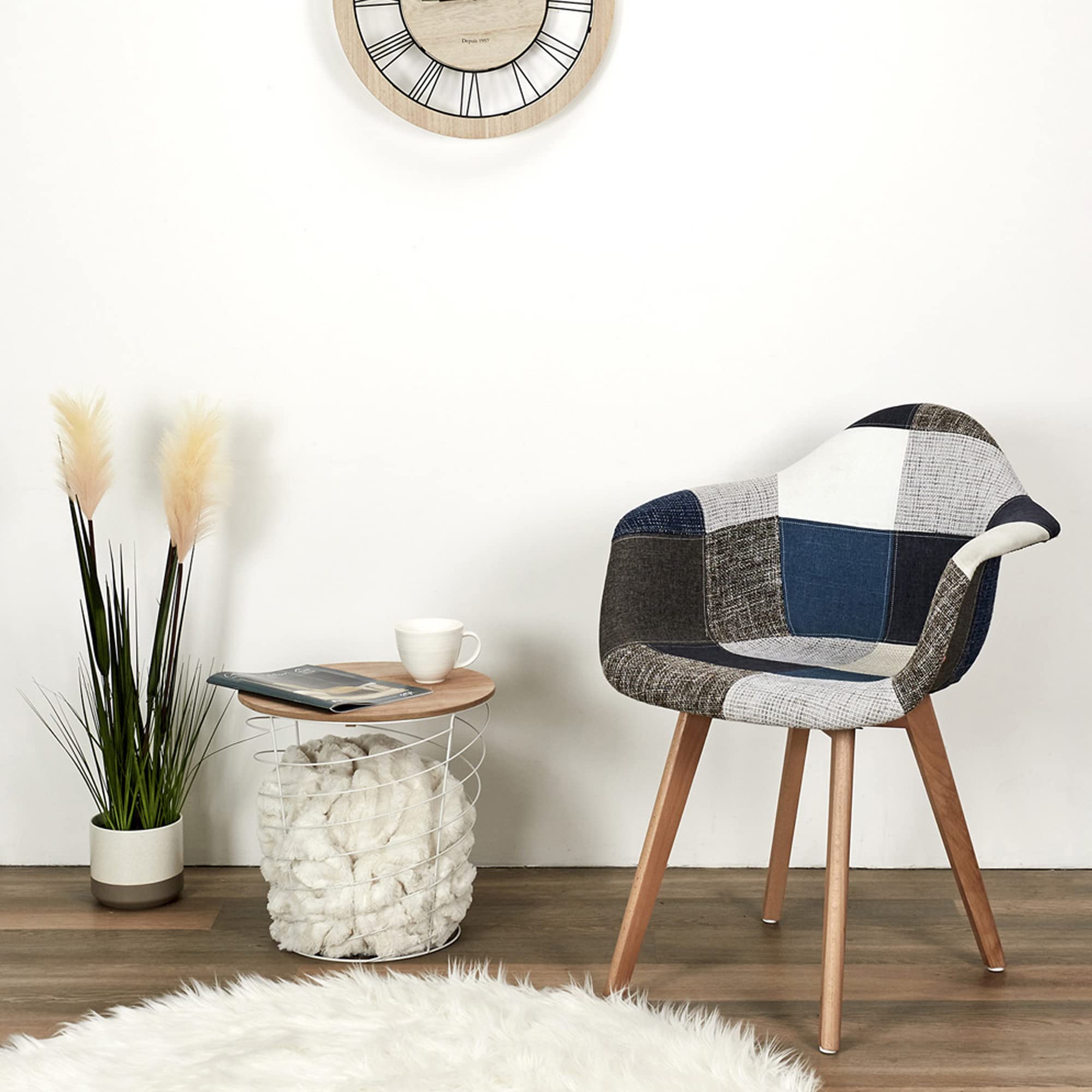 CMP Paris Fauteuil Patchwork - Bleu Et Gris