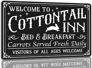 Generic Welcome To Cottontail Inn Bed And Breakfast Tin Sign Easter Vintage Metal Signs Funny Rabbit Decor Signs Spring Egg Bouquet Chick Wall Art Decor For Home Farm Farmhouse Easter Party 8x12 Inch