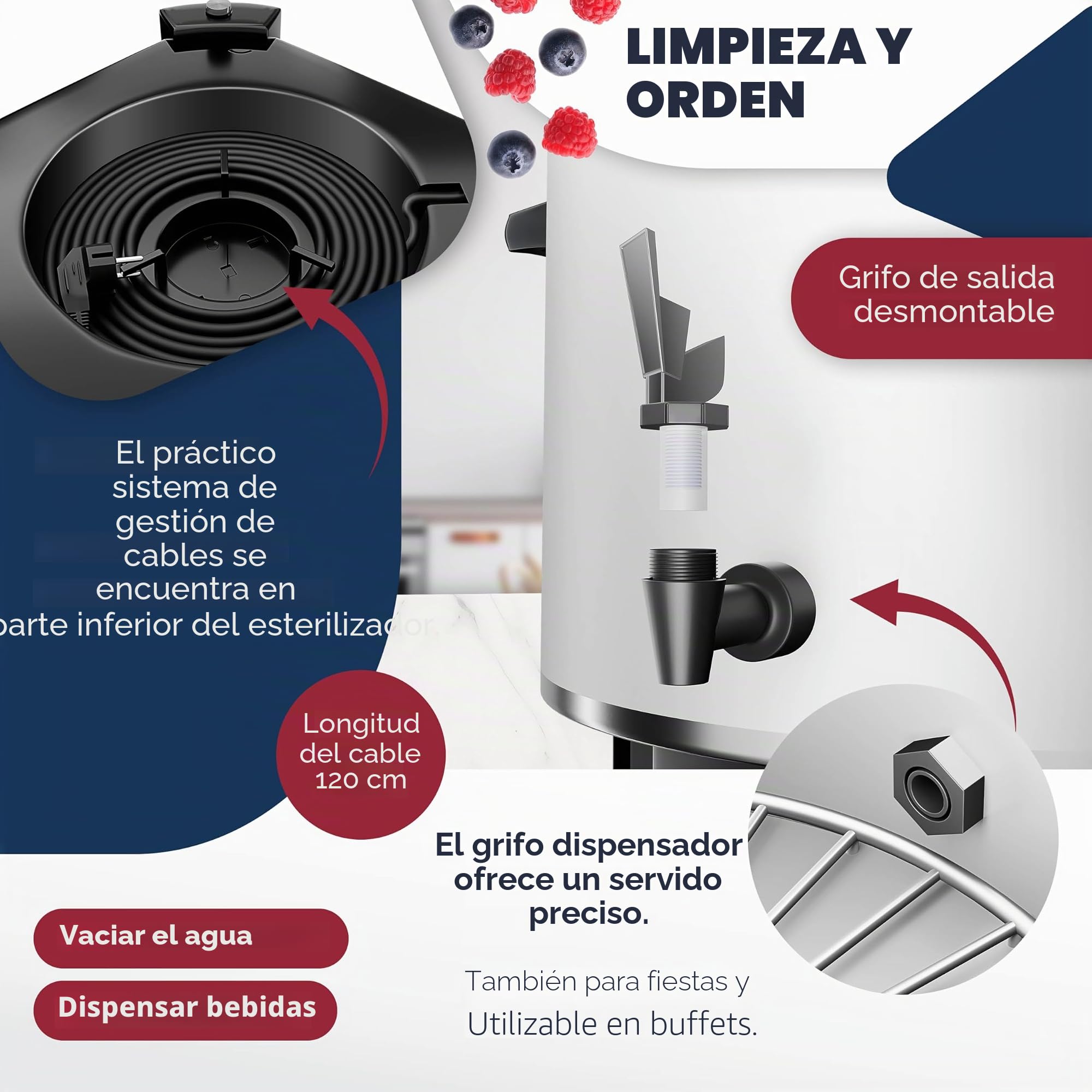 KESSER® Dispensador de Conservas de 27 Litros, 1800W, Acero Inoxidable, Automático