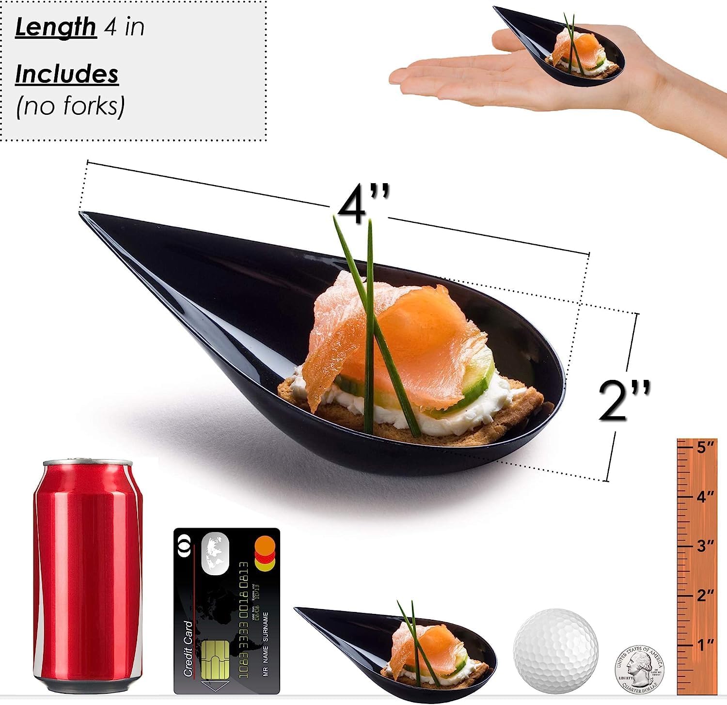 DLux 500 4in Tear Drop Mini Appetizer Plates, Reusable