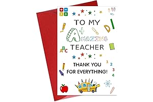 Funny Teacher Thank You Card Gift with Envelope - Teacher Appreciation Gifts...