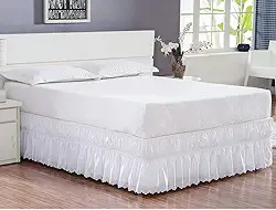 Saia Box Casal Queen Perolla Bordado Ultrassônico - Branca