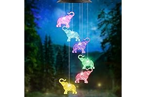 Wind Chimes Outdoor, Elephant Solar Lights - Unique Mothers Day Gifts for Women