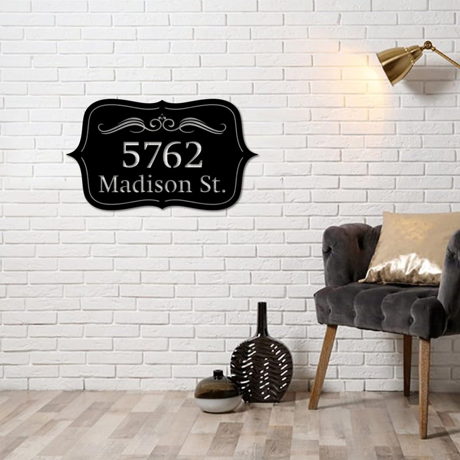 ENEDNATE Personalized Address Sign Metal Wall Art Decor Door Hanger Outdoor Metal Mailbox Number Sign for House Home Hotel Office Housewarming Gift Indoor Farmhouse Wall Art