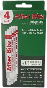 After Bite Advanced Formula - Itch Relief with Sodium Bicarbonate - Ideal for Mosquito & Fire Ant Bites, Bees & More - Portable Pen Applicator - 0.5 oz (4 Pack)