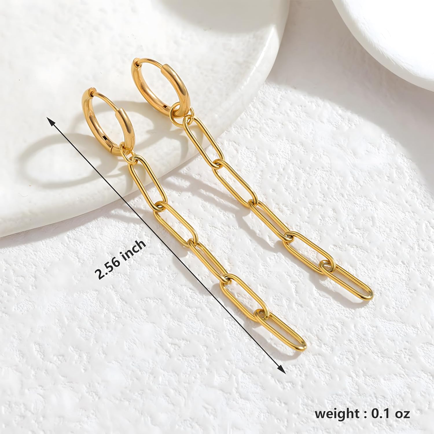 Gold Paperclip Earrings for Women Long Chain Earrings - Image 6