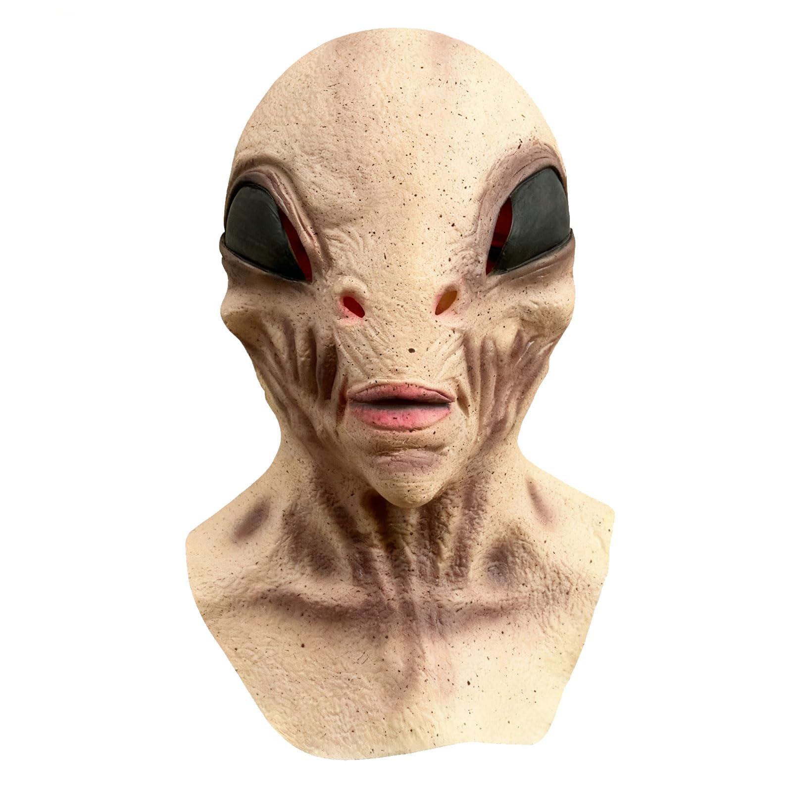 BEJOYFMY Alien Mask, Scary Latex UFO ET Dress Up Head Masks Headdress for Halloween Cosplay Party Props - Light Beige