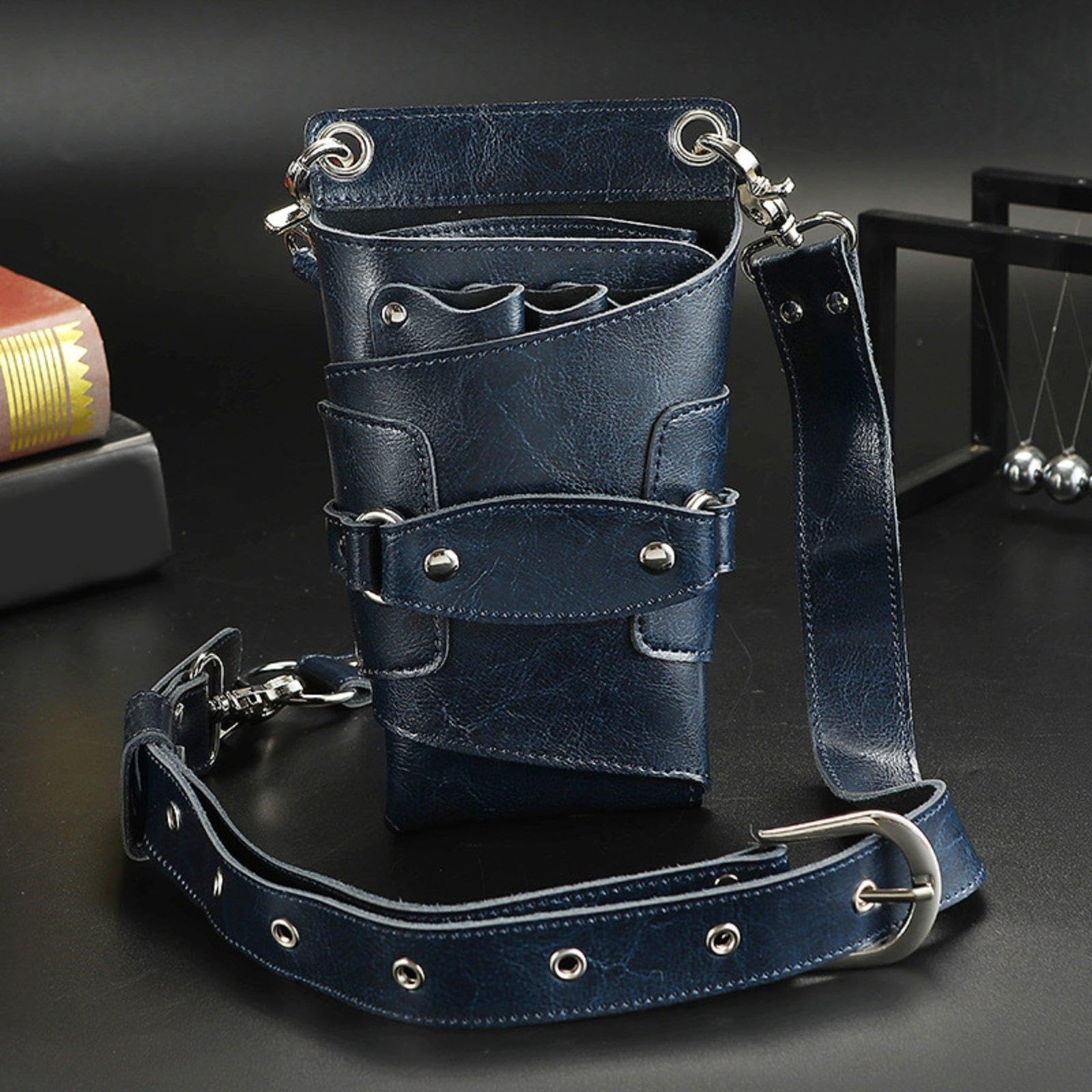 TISHITA Borsa Porta Attrezzi Da Parrucchiere, per Capelli, Rimovibile, Custodia per Forbici, Blu Scuro