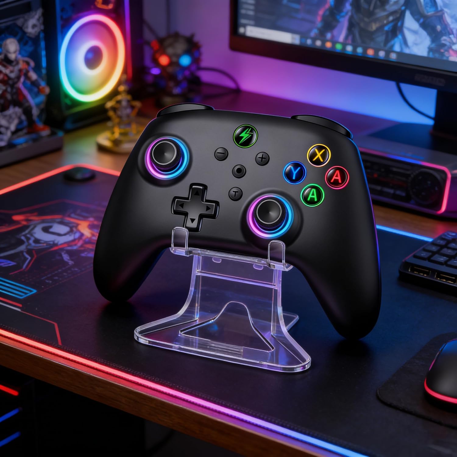 HEYLACOOLX Switch 2 Pro Controller with Stand, Wireless Switch Pro Controller for Nindendo 2, 10H+ Battery,Turbo, Progamable, 19 RGB Lights, Keylinker, 6-Axis Gyroscope