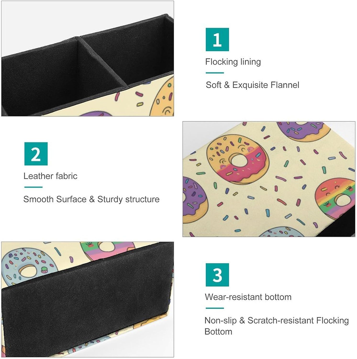 Donuts Colorful Doughnuts Sweet Pencil Pen Holder PU Leather Desk Storage Organizer Makeup Brush Box