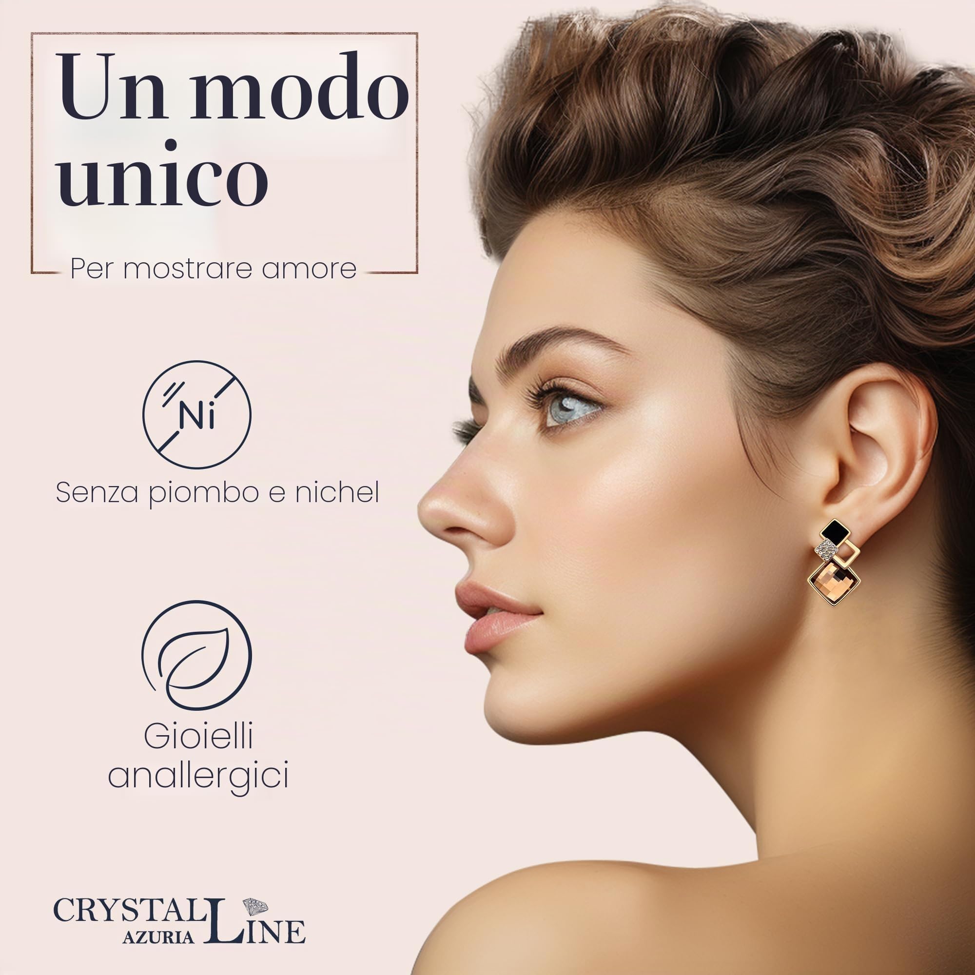Crystalline Azuria Donna 18ct Placcato Oro Cristalli Topazio simulato Marrone Rombo Retro Orecchini