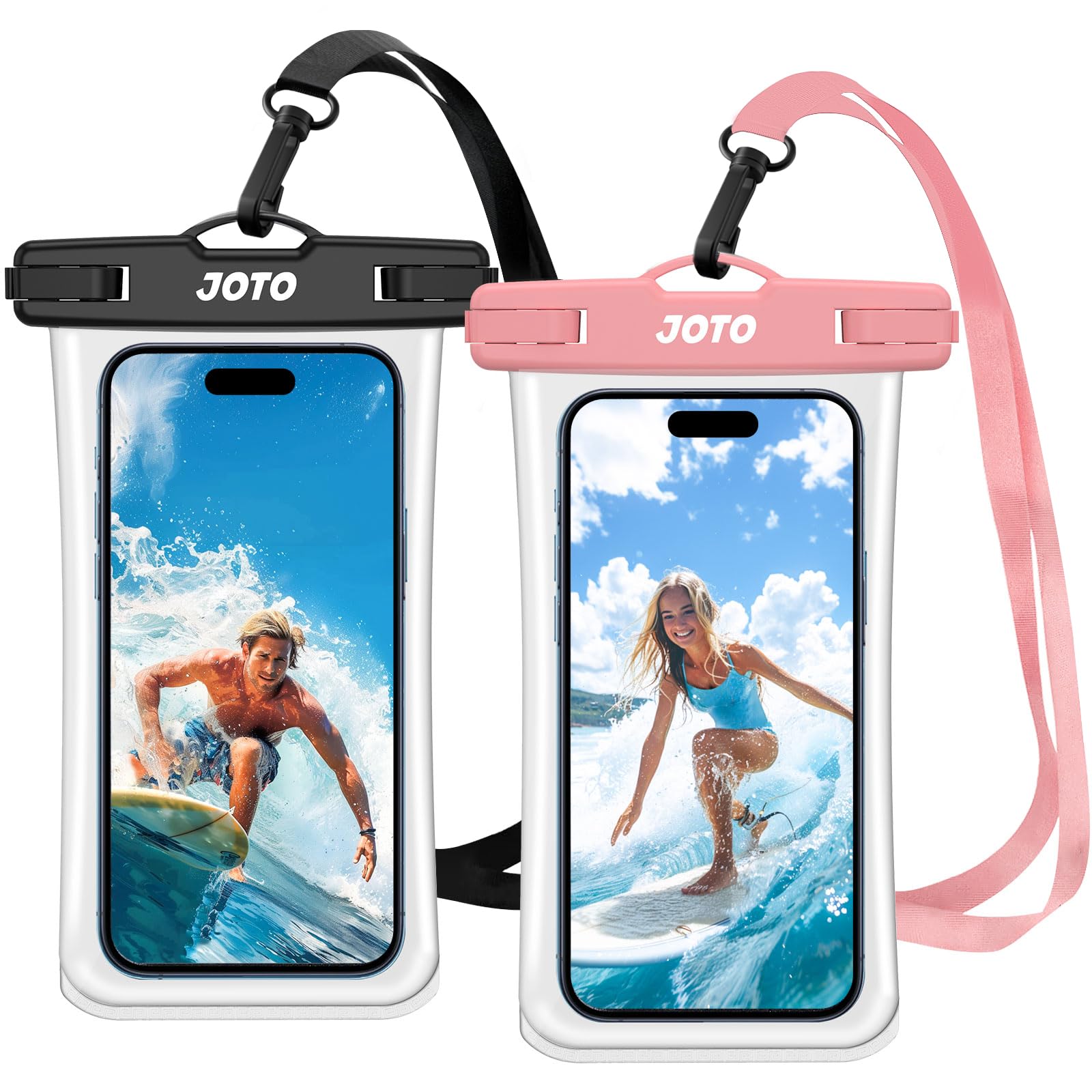 JOTO 2 Stück wasserdichte Handyhülle Waterproof Phone Case IPX8 Unterwasser Wasserfest Handytasche für iPhone 16 15 14 13 12 11 Pro Max Plus Galaxy S24 S23 bis 7 Zoll