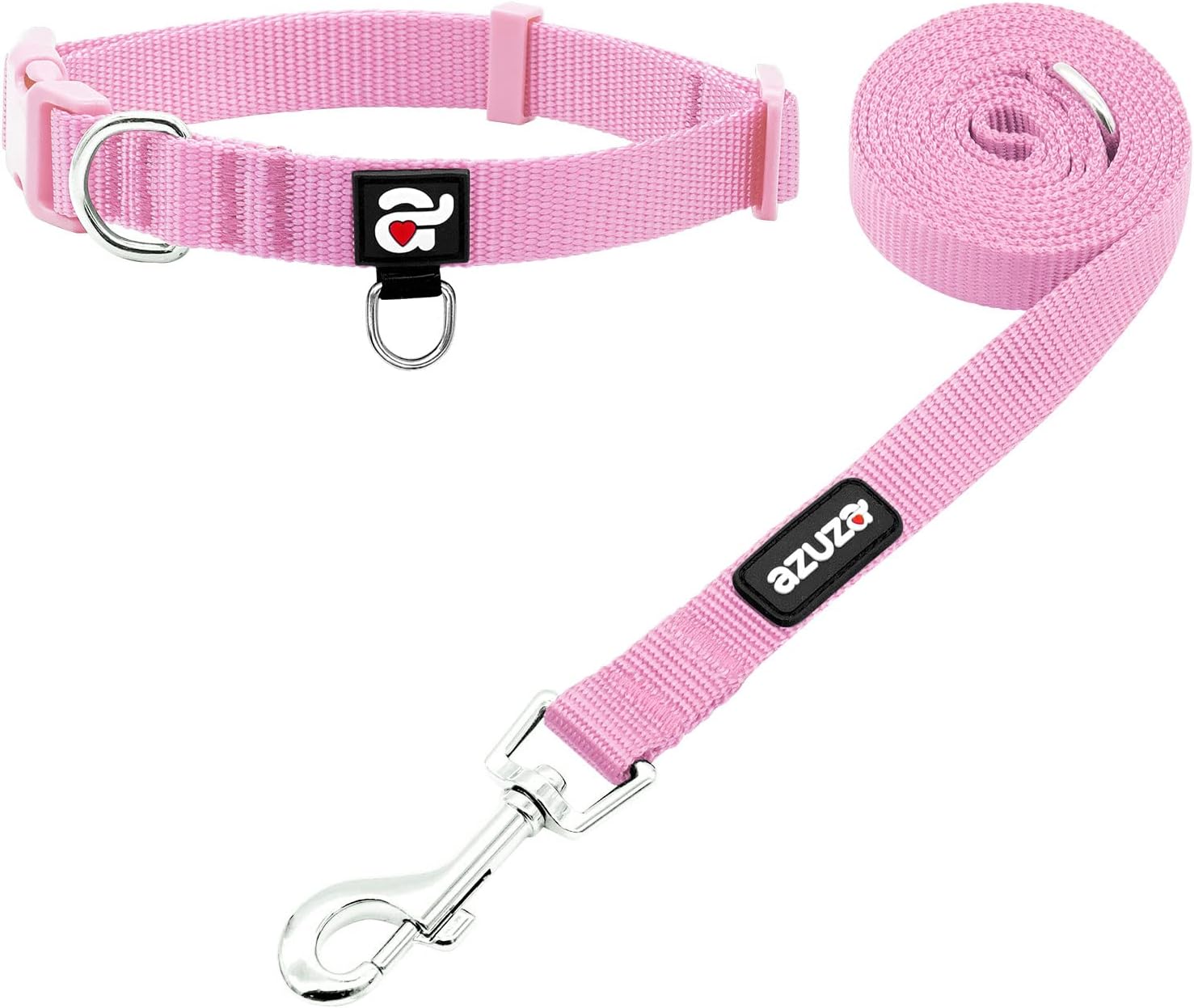 azuza Nylon Dog collar and Leash set, Strong & Durable