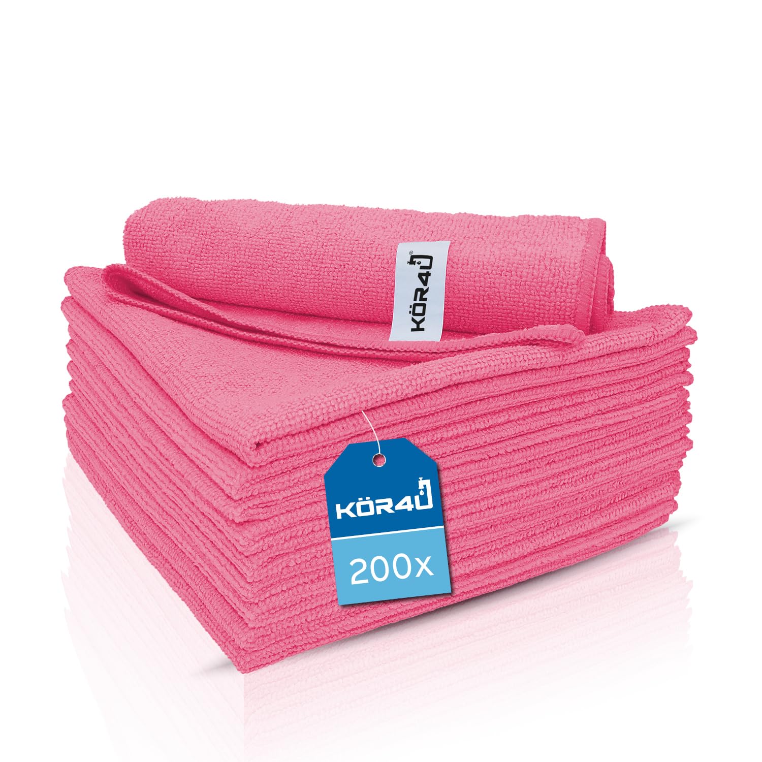 kör4u 200x Mikrofasertücher pink 40x40 cm 300 g/m² saugstark waschbar 60°C