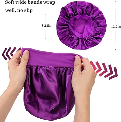 Miniatura 2 de Gorro de seda para dormir, gorra de seda para dormir, gorros de satén para mujeres negras, gorra de banda ancha suave para cabello rizado