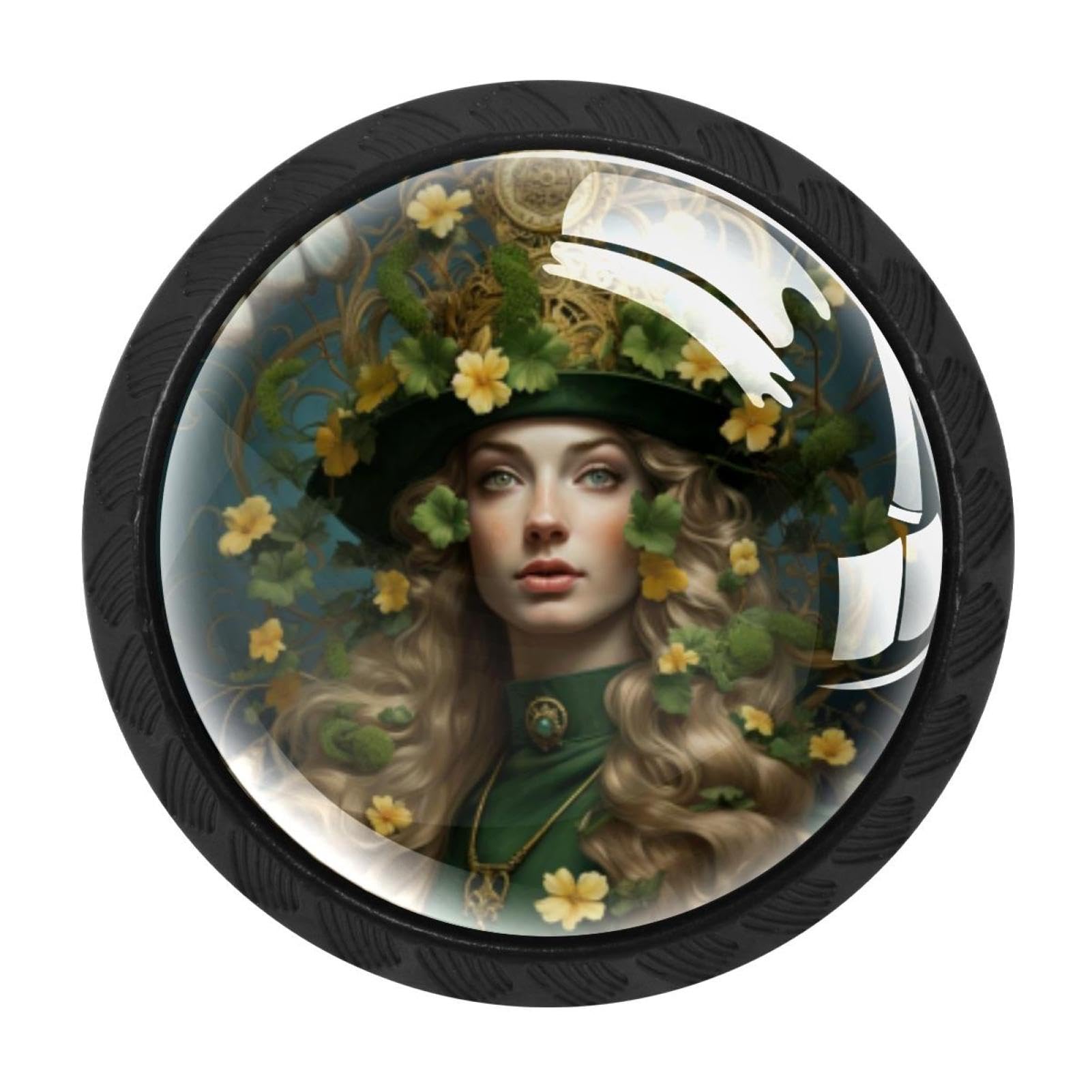CHENZZZZ 4 Pieces St. Parikh's Day Drawer Knobs, 35mm Black Cabinet Knobs, Drawer Pulls and Knobs, Dresser Drawer Knobs, Cabinet Hardware Kitchen Cabinet Knobs