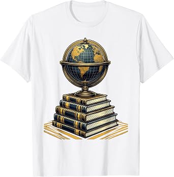 Vintage Globe Stacked Textbooks School Graphic T-Shirt