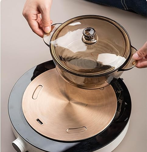 Miniatura 4 de Grouarty - Placa difusora de calor de 6.3 pulgadas, adaptador de inducción de cocina de acero inoxidable para placa de cocción eléctrica de vidrio y