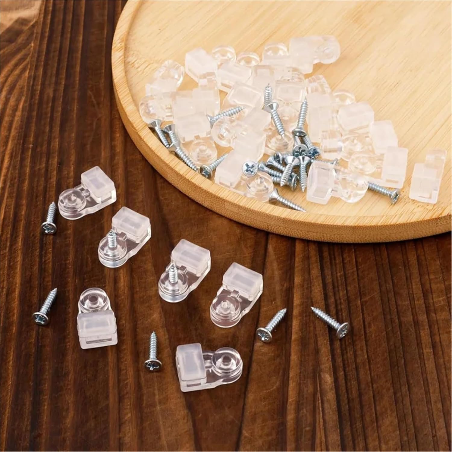 Cabinet Glass Retainer Clips 200pcs Glass Retainer Clips Plastic Panel Door Holders Window Dressing Hardware with Screws
