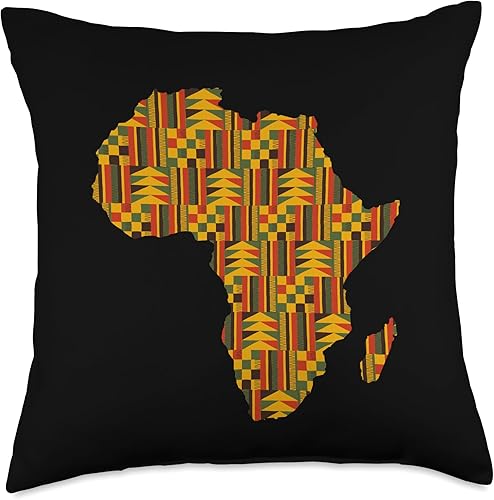 African Family Kente Clothing for Men women Kids Kente African Pride - Almohada tradicional con diseño étnico de mapa de África, 18 x 18 pulgadas,