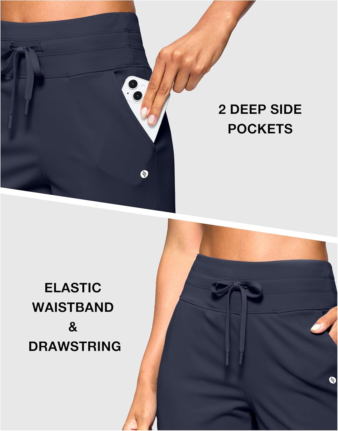 SANTINY Women's Bermuda Long Shorts with Pockets Drawstring High Waisted Athletic Knee Length Shorts Walking Casual Workout - Image 5