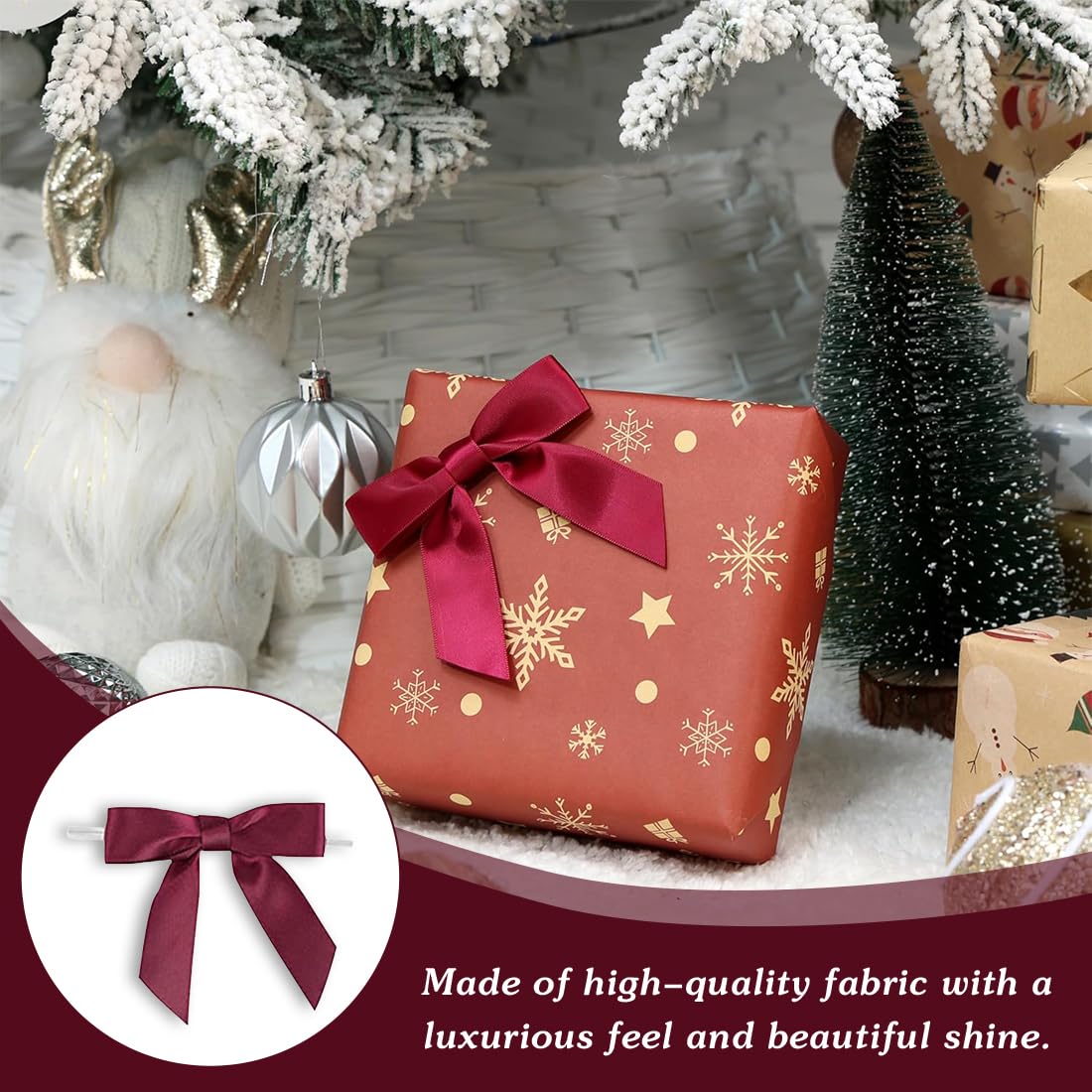 50 Pcs Lazos De Regalo Vino Rojo Pequeños Lazos Decoración Para Navidad Bodas Y Envoltorios De Regalo