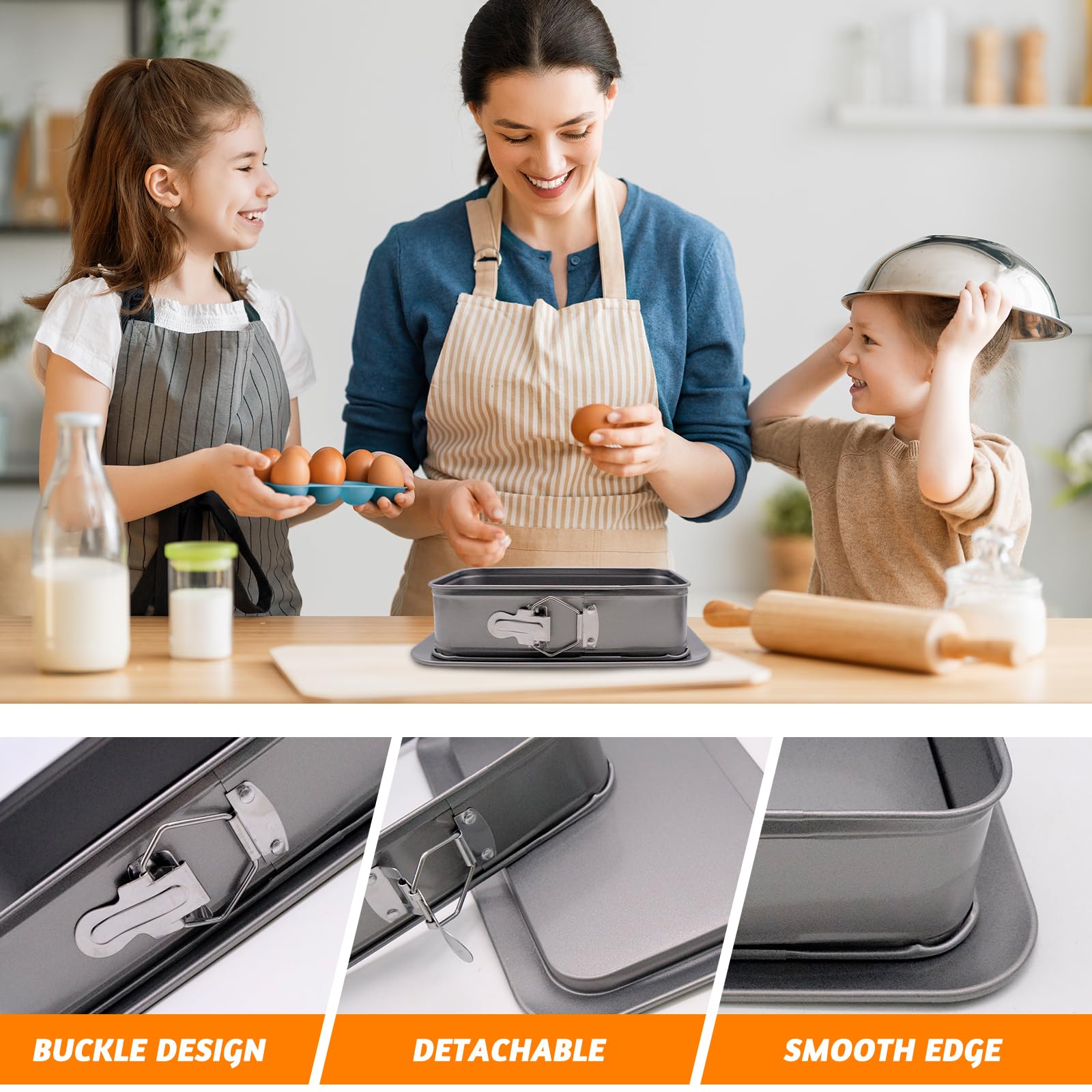 Stampo apribile rettangolare,teglia tiramisù rivestimento antiaderente,24 x 14 cm, teglia rettangolare per torte, cheesecake, mousse
