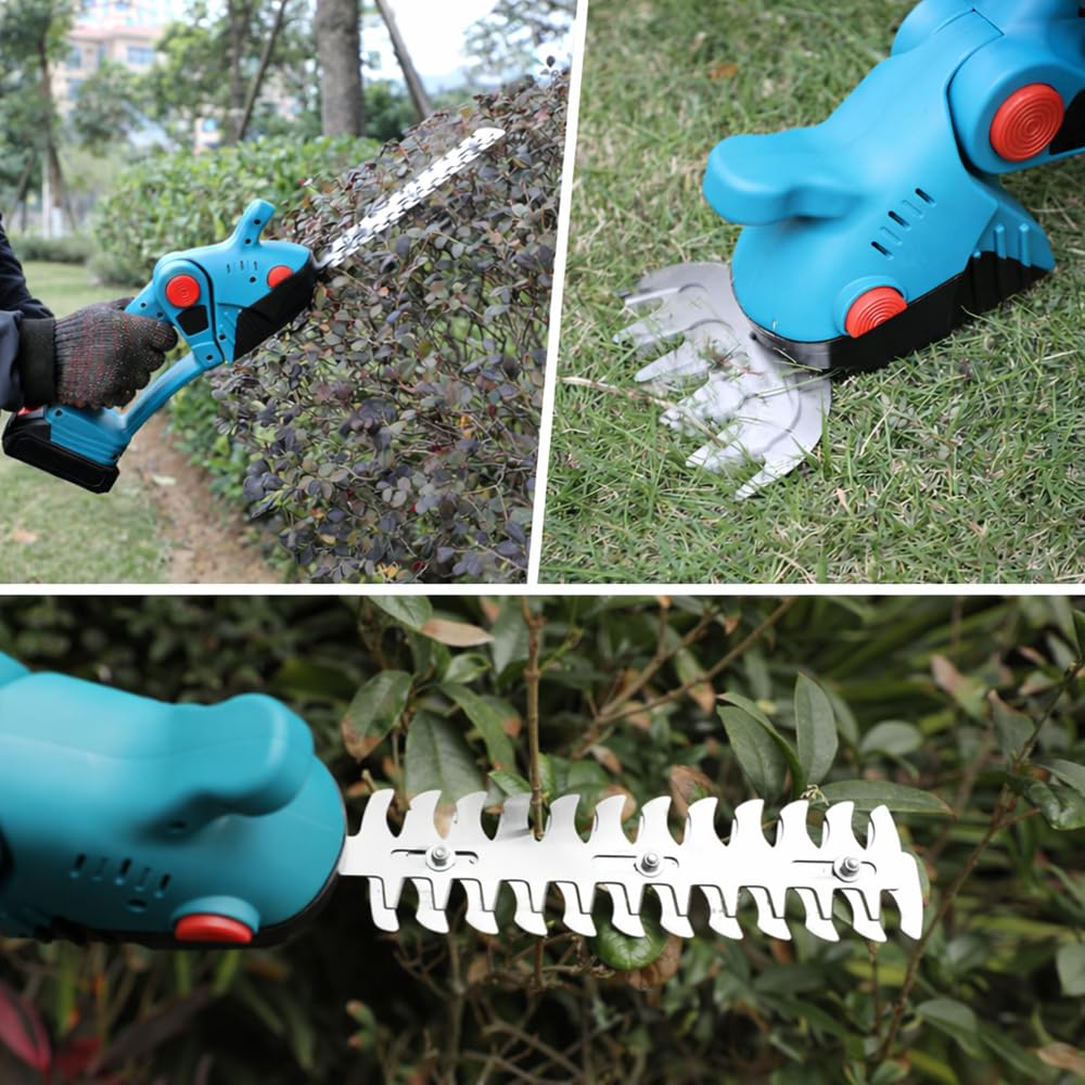 Tagliasiepi con 2 Batterie 48V 2 in 1 Cesoie da Giardino Senza Fili Lama per Erba e Tagliasiepi Potatura Giardino