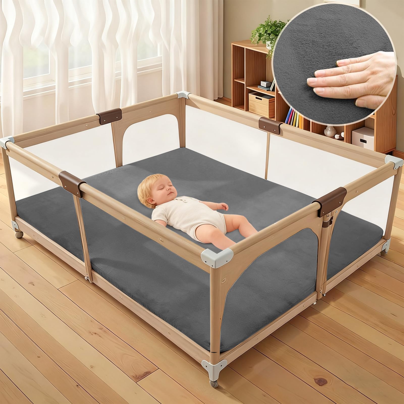 2cm Dicke Krabbelmatte Baby 120 x 200 cm Extra dick und Spielmatte, Spielteppich Rutschfester, Teppich für Wohn und Kinderzimmer Tatami Matte Dunkelgrau