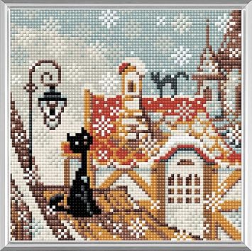 RIOLIS - City & Cats Winter AM0010, Diamond Mosaic Kits 7,87" x7,87, Artcraft Kits for Beginners & Advanced, Diamond Mosaic Kit for Adults