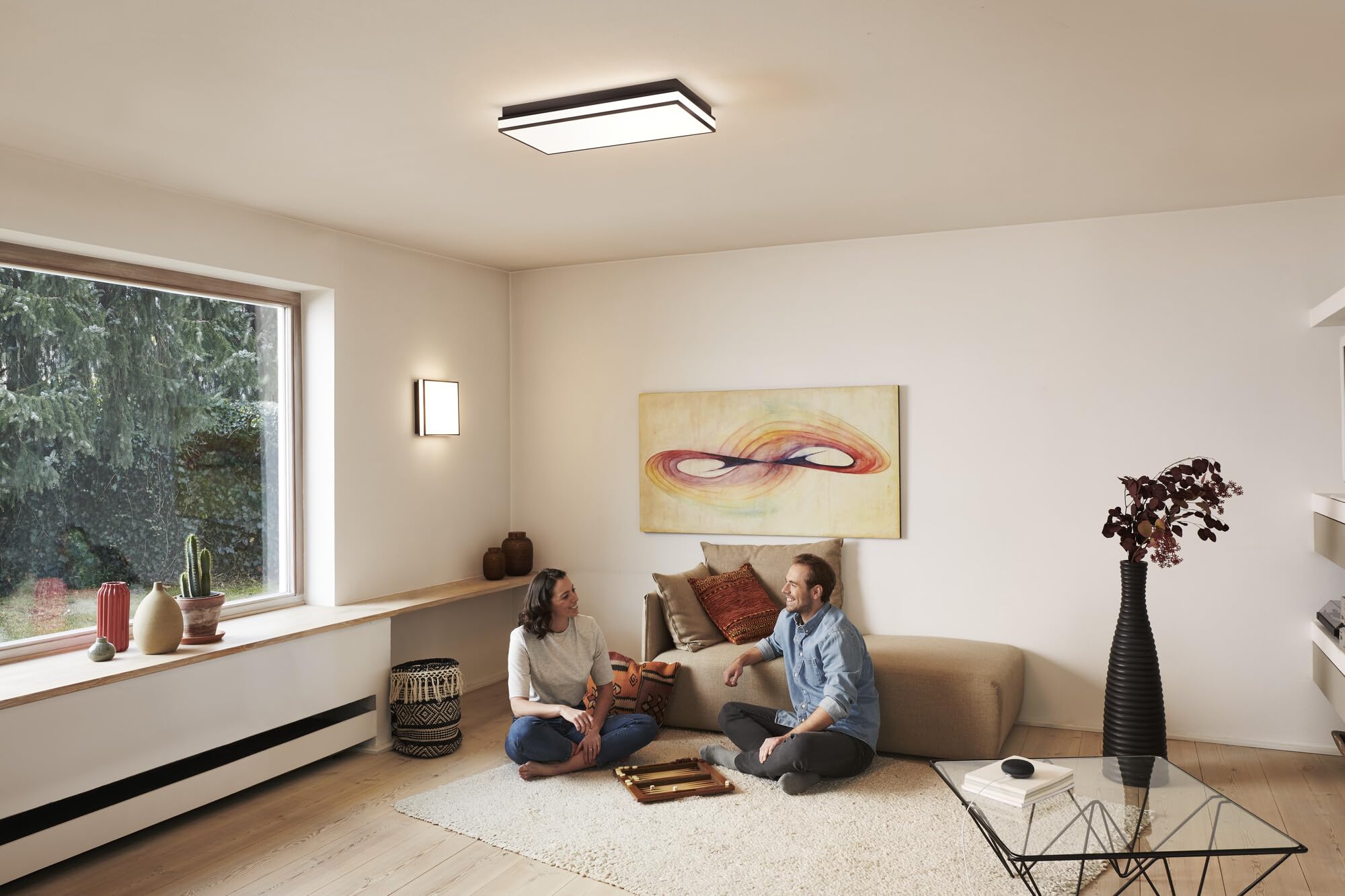 LEDVANCE ORBIS MAGNET SMART+ Wi-Fi 45x45cm, dimmbare LED Deckenleuchte für den Innenbereich, 42W, Farbtemperatur 3000-6500K, 4200 Lumen, Design-Lampe mit innovativem Magnetrahmen, schwarz