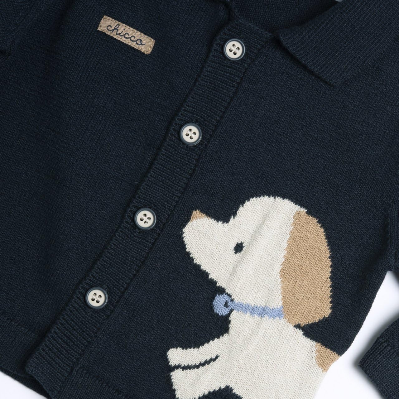 Chicco, Cardigan con cagnolino per neonato, Blu scuro, 3 mesi