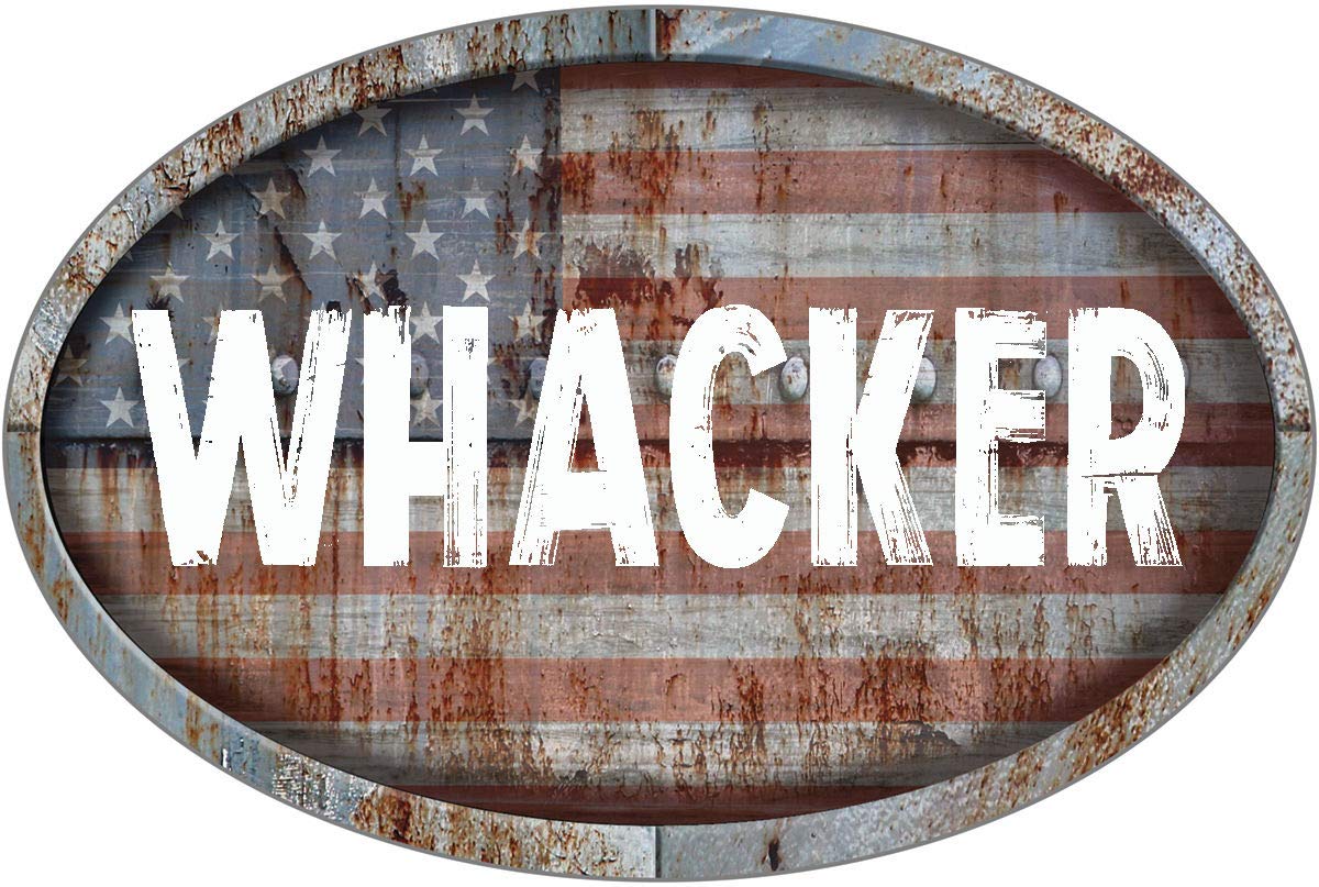 Walther Patriotic American Flag Oval Bumper Sticker - Rustic Metal Look Decal For Cars & Smooth Surfaces