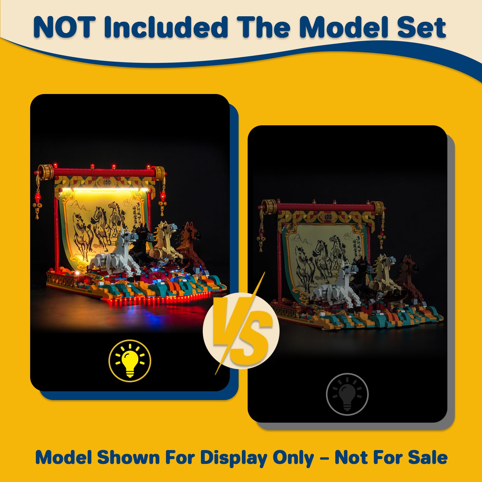 LocoLee Led Light Set Compatible with Lego 80119 Galloping Horses Canvas Led Decoration Lighting Kit Compatible with Lego 80119 Building Blocks Model,Only Lights Set,No Model - Image 4